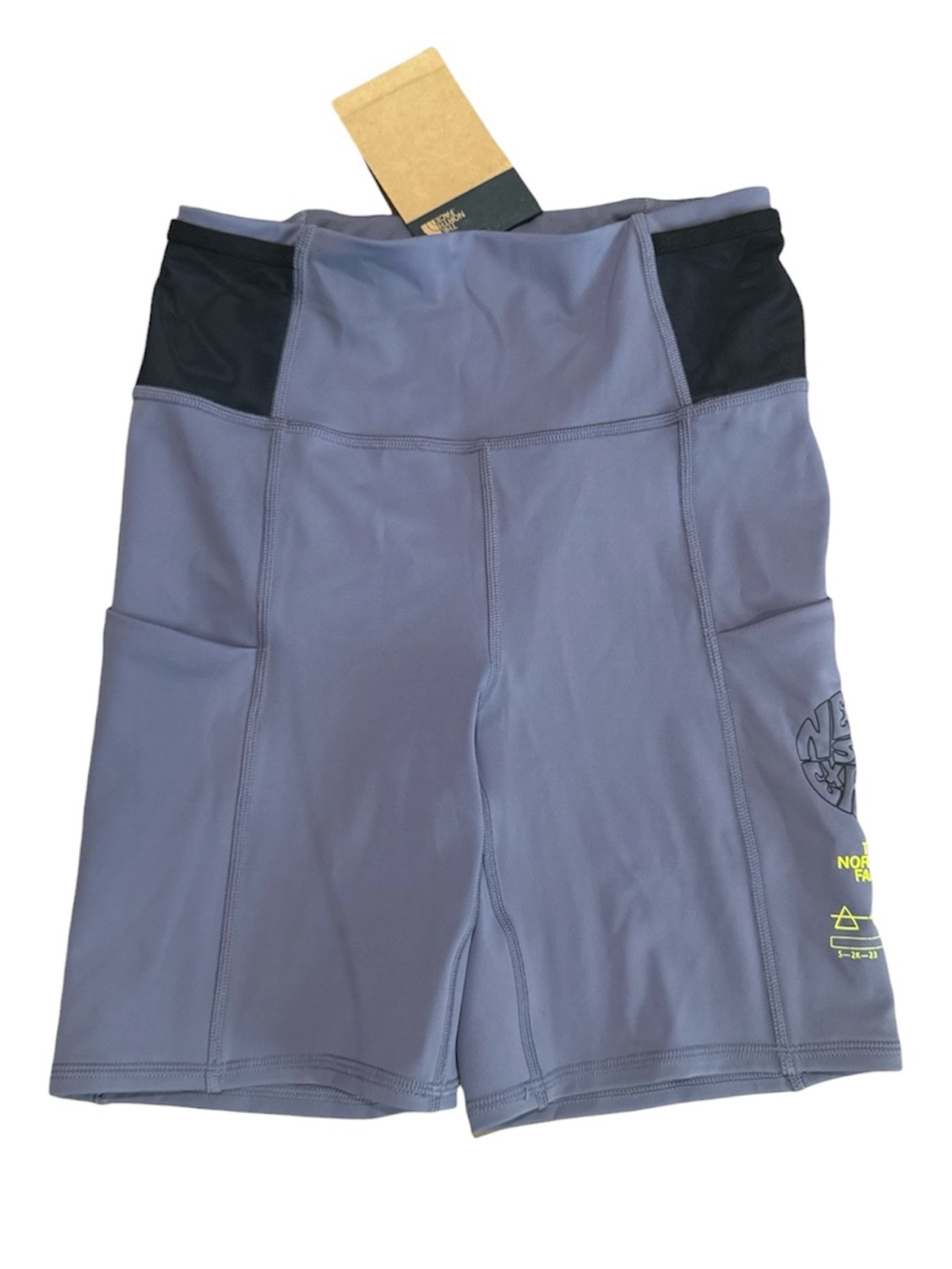 The North Face Women’s Gray Neon Graphic Active Pocket Bike Running Gym Shorts